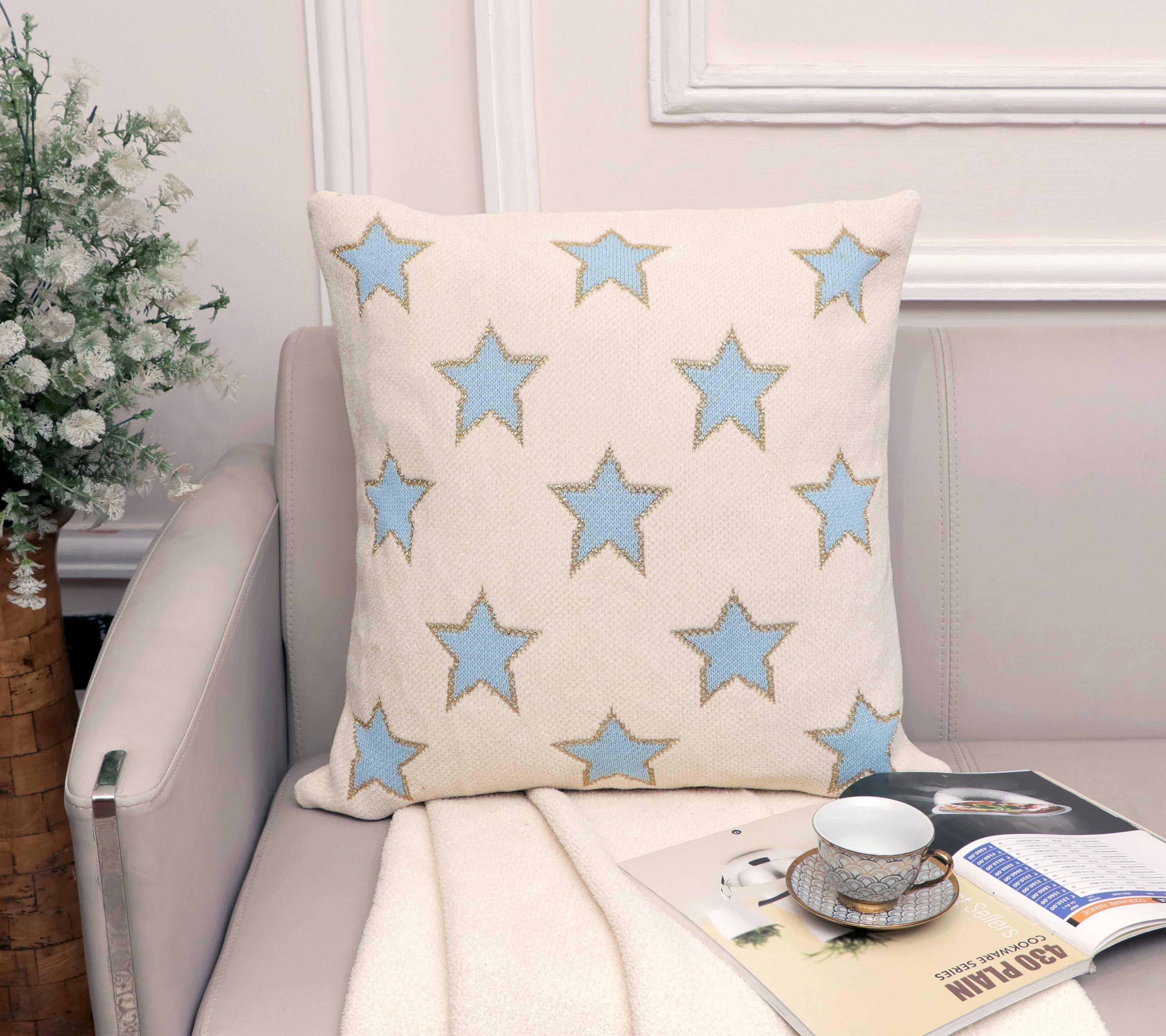 Fifth Element Blue Star Pattern Cushion