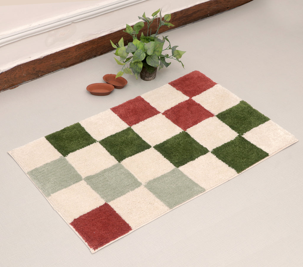 Fifth Element Multi-Color Checkered Tufted Bath Mat
