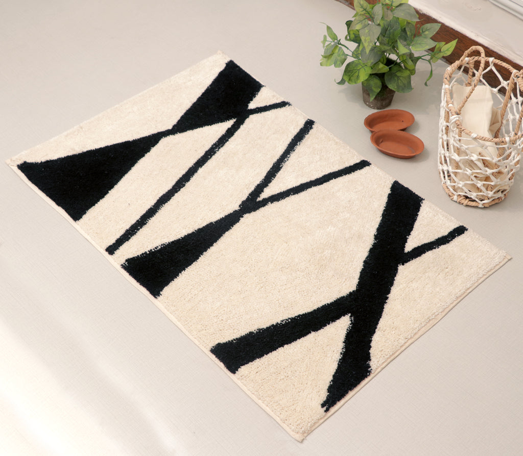 Fifth Element Abstract Black & Beige Bath Mat
