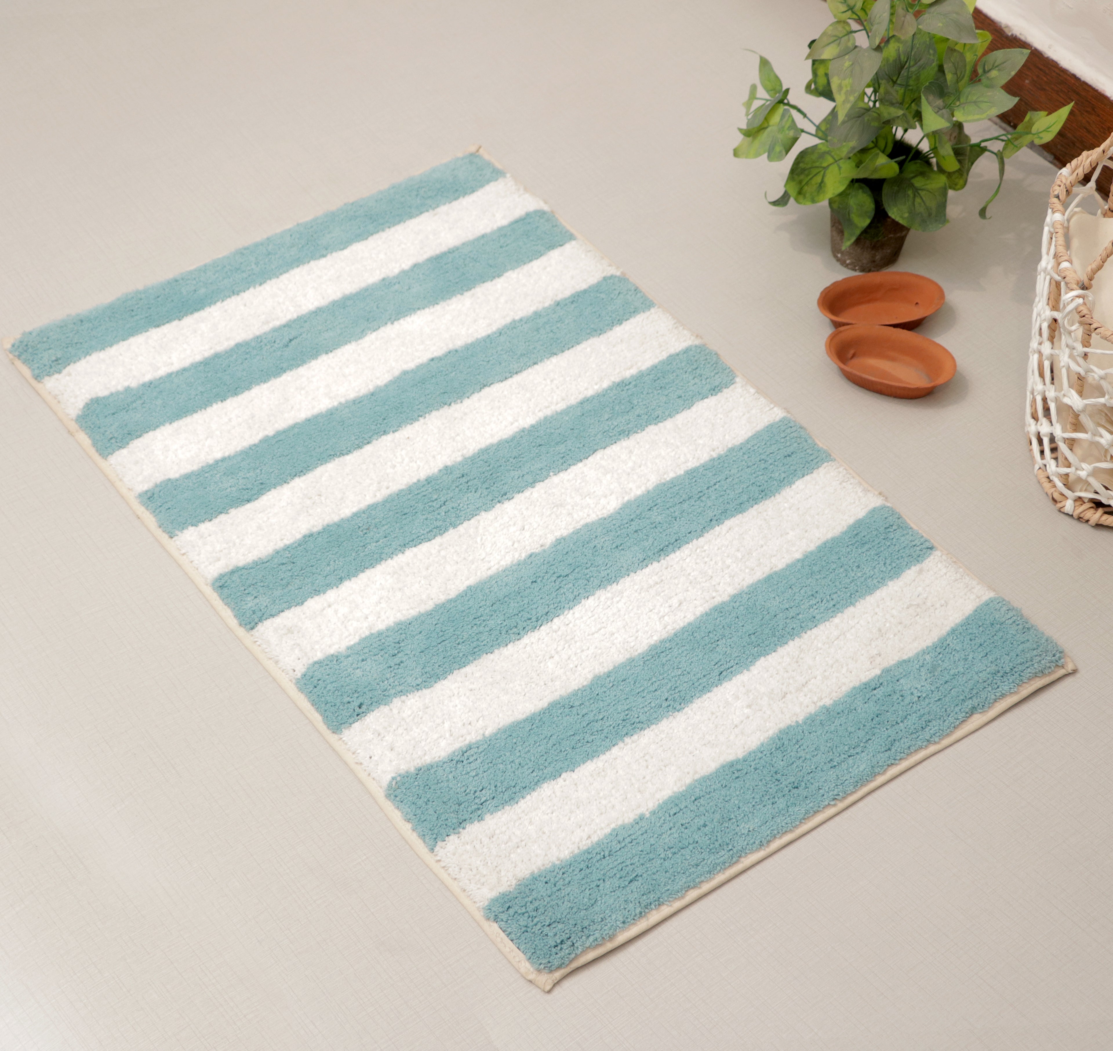 Fifth Element Coastal Stripe Aqua Bath Mat