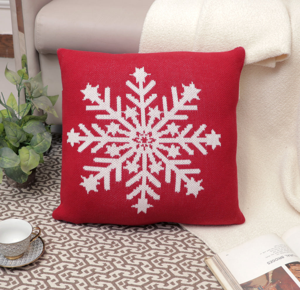 Fifth Element Red Snowflake Christmas Cushion