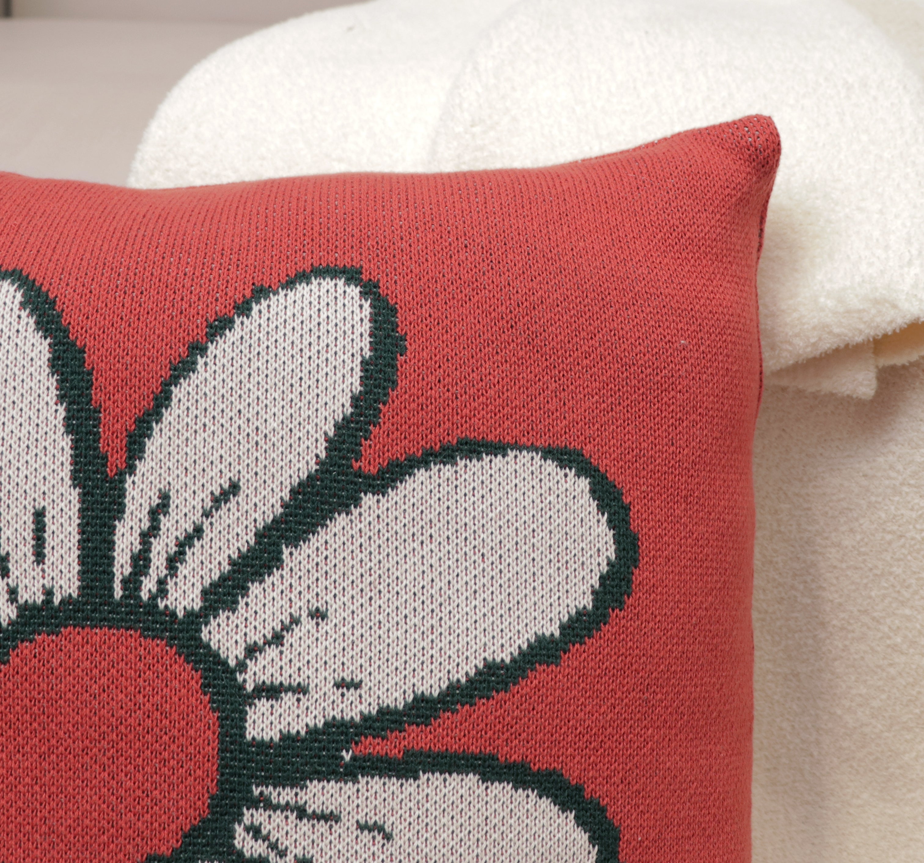 Fifth Element Red Daisy Bloom Knitted Cushion