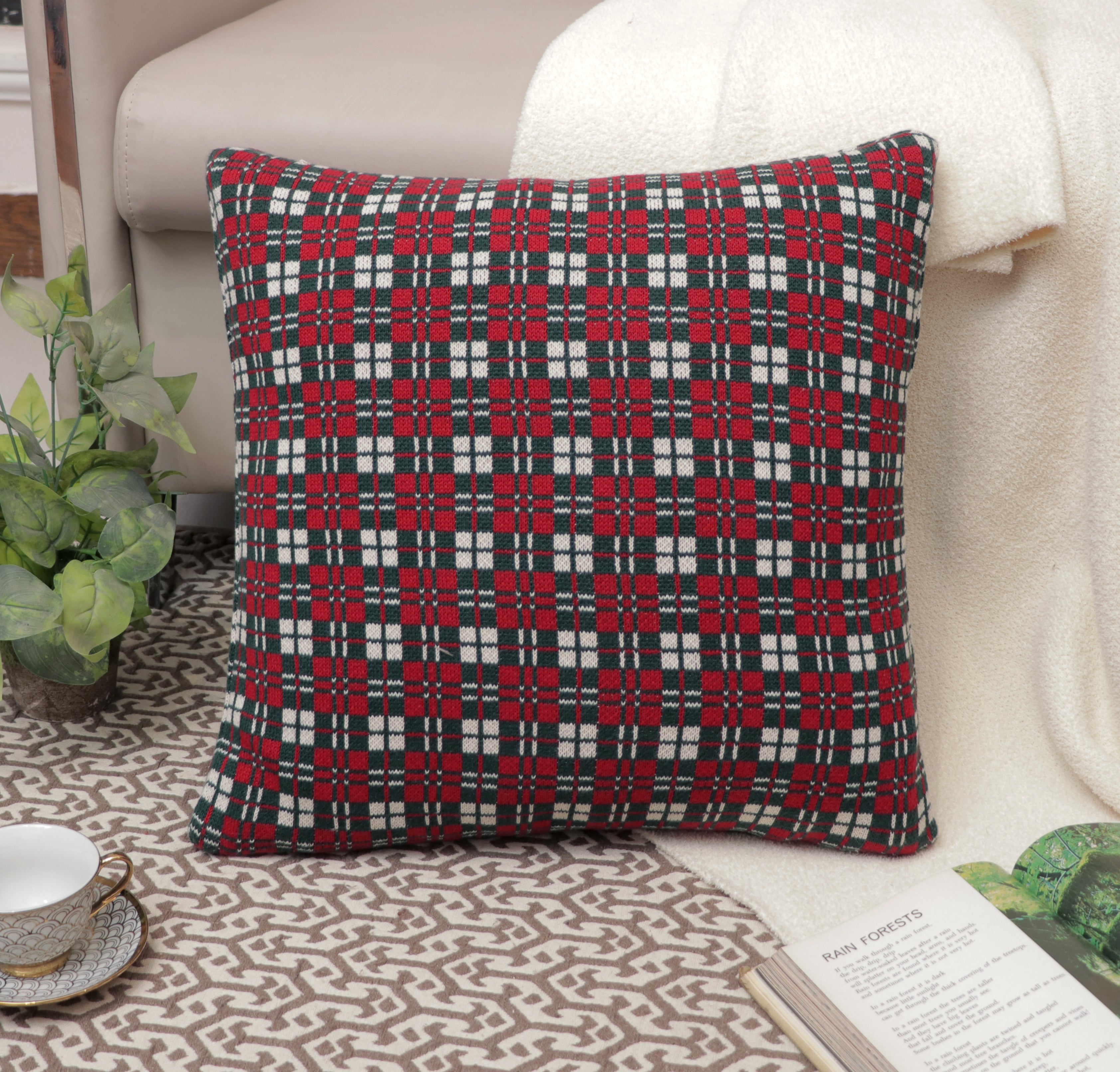 Fifth Element Classic Red Tartan Cushion