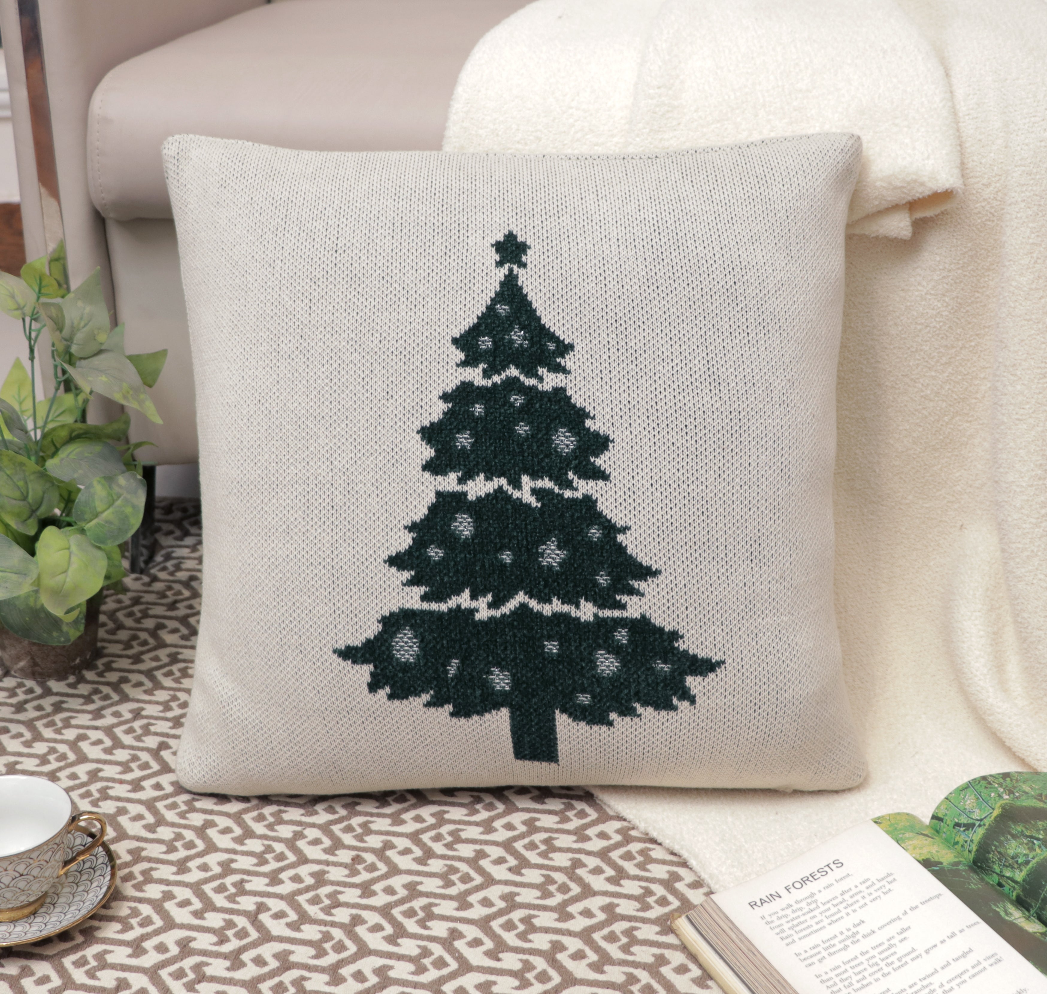 Fifth Element Christmas Tree Knitted Cushion