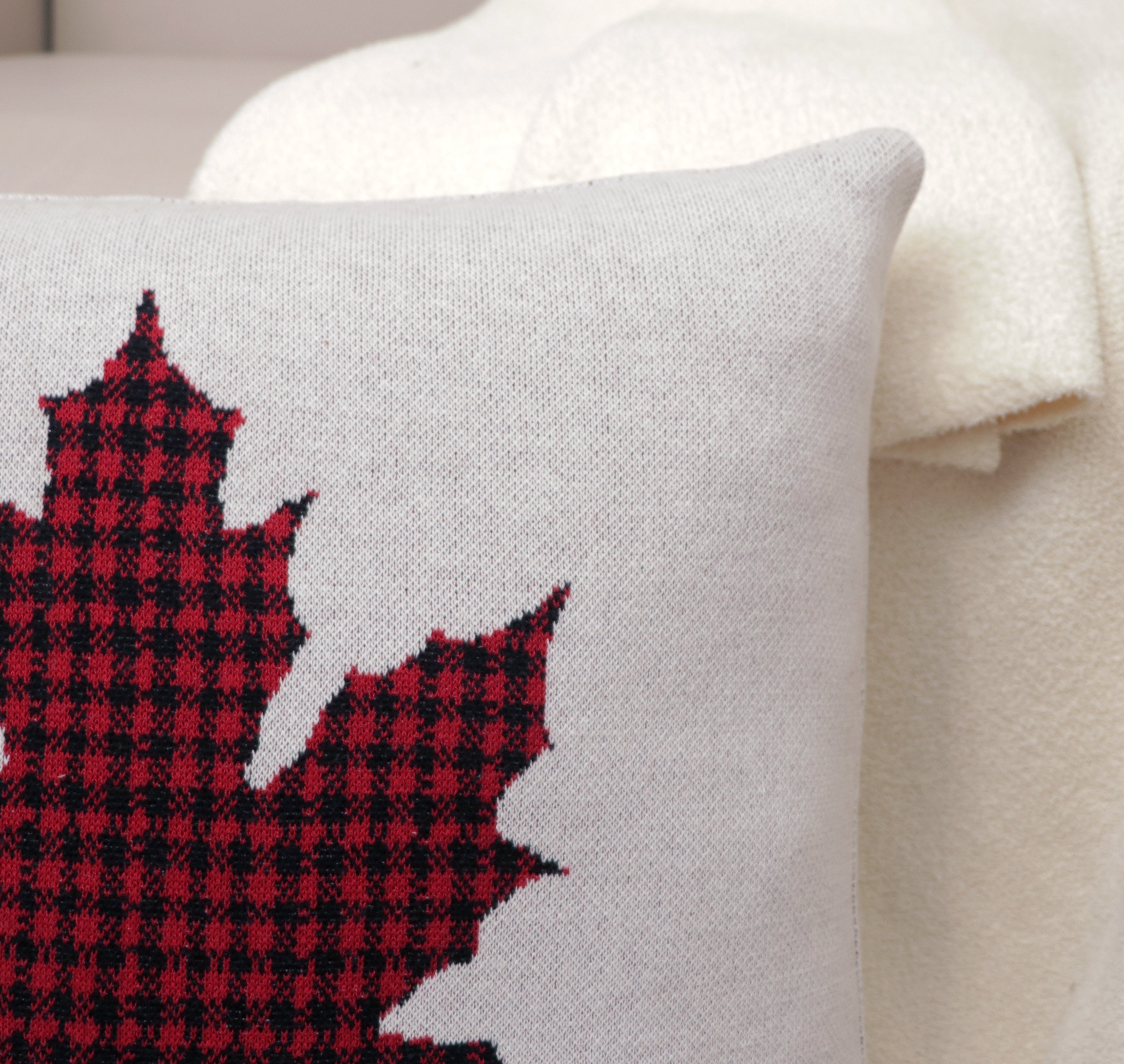 Fifth Element Red Checkered Leaf Cushion