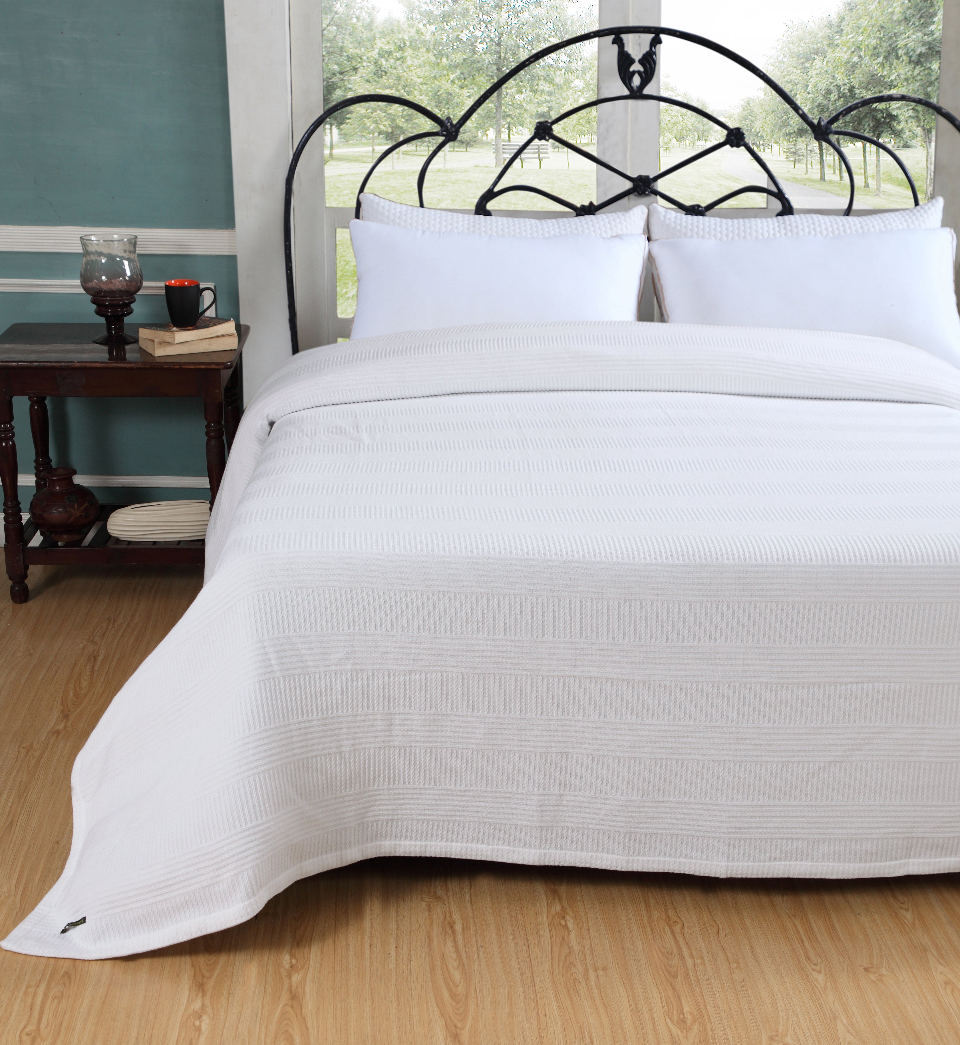 Fifth Element White Textured Bed Spread