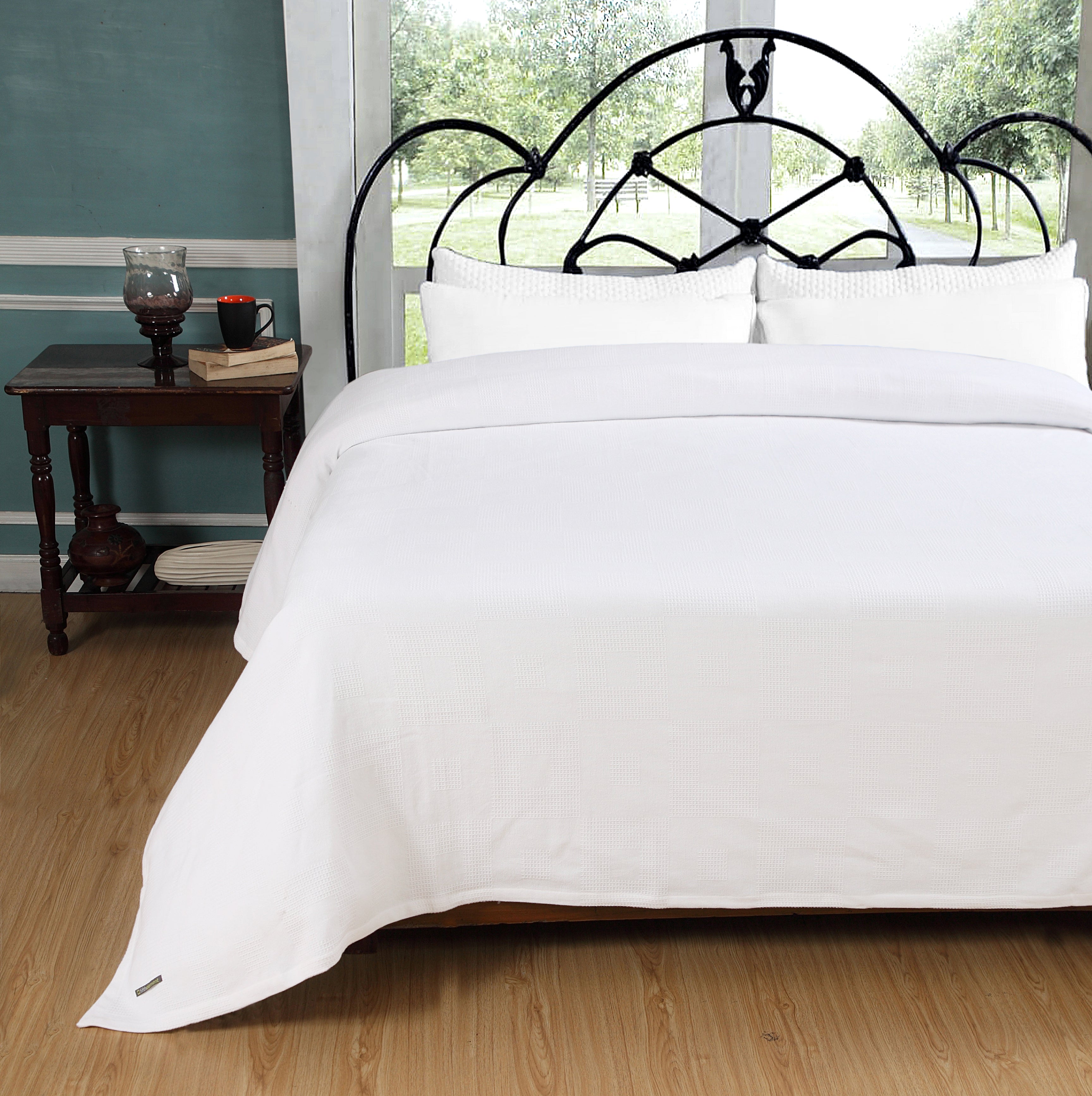 Fifth Element Pure White Jacquard Bed Spread